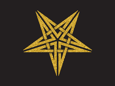 Golden magic pentagram