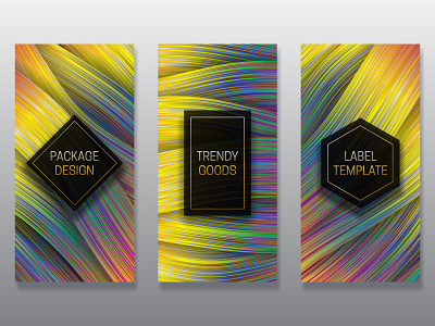 Holographic packaging design background banner card cover design frame gradient holographic label packaging template volumetric
