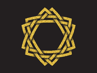 Magic hexagram abstract design emblem glittering golden hexagram logo plexus sign star symbol totem