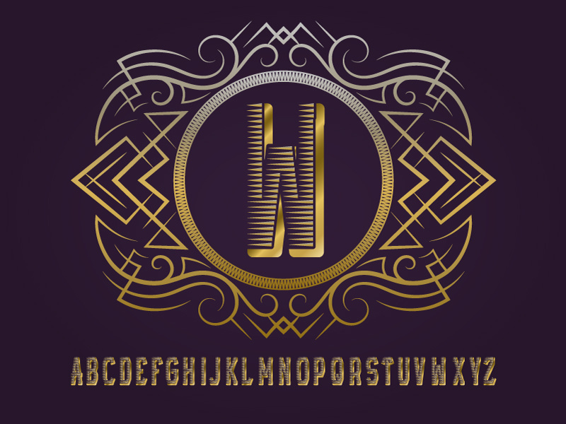 Golden monogram template label frame monogram symbol logo initial round letters template design alphabet vintage