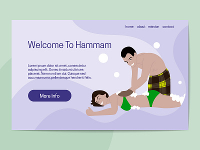 Hammam concept bathhouse cartoon concept design hammam illustration landing page people spa template turkish bath website