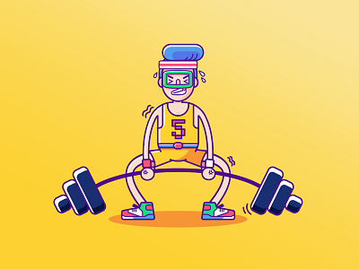 Weightlifting boy boy design flat illustration vector