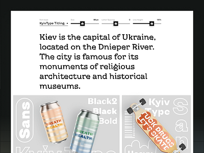 Website for Kyiv font. animation design typography ui web web design website