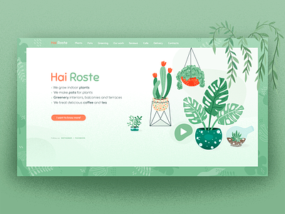 Website for Hai Roste Store. Plants design illustration ui vector web website