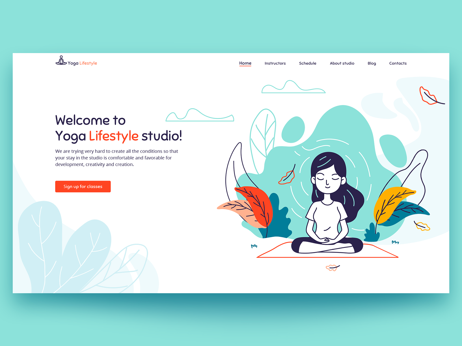 Yoga studio - web ui concept design illustration minimal typography ui web website