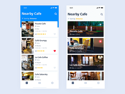 Nearby Cafe app concepts