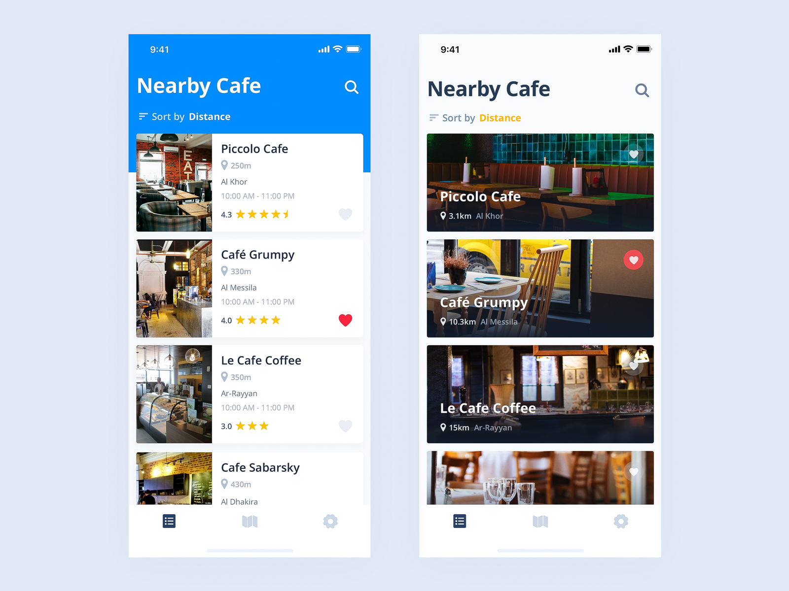 Nearby Cafe app concepts by Dmitrii Danilevich on Dribbble
