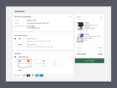 Checkout page apparel checkout checkout page closing design figma figmadesign minimal online payment online shopping shopping ui user experience user inteface ux webdesign