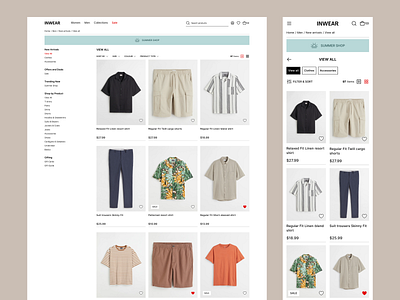 Ecommerce website catalog and filters