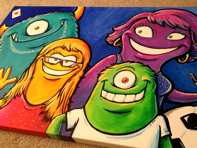 Family Monster painting - a commissioned each family for fun member monsters of piece representing the