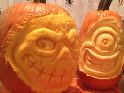 pumpkin got a friend carving halloween pumpkin sculpt