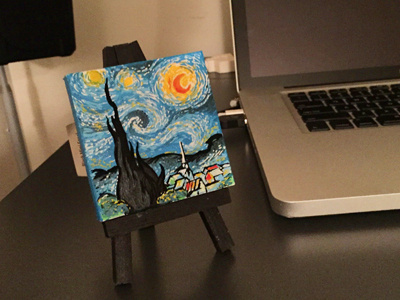 starry night - mini canvas paint markers painting