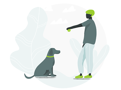 Illustration for Happy dogs :) dog illustration man nature playing tree