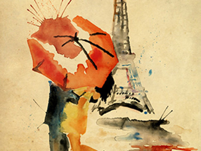 Paris watercolor painting watercolor