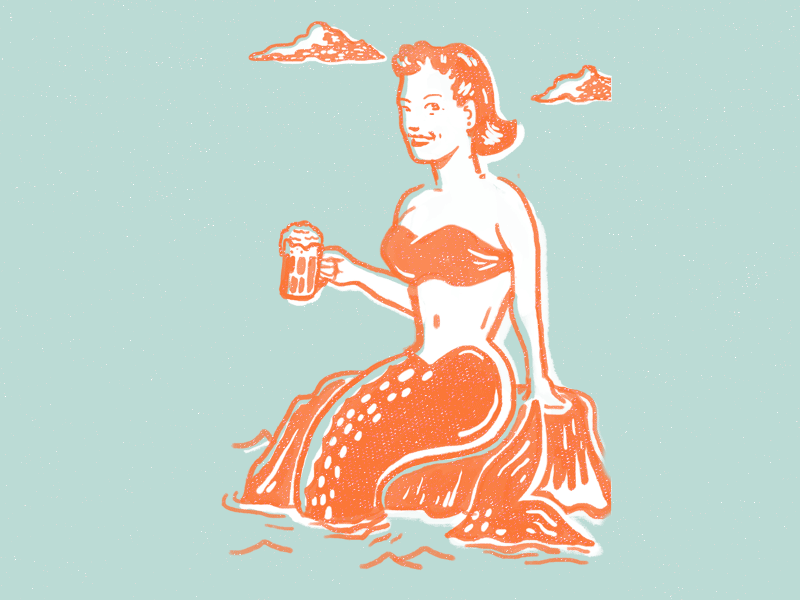 Beermermaid 1950s beer beermaid craft beer drawing funny gif mermaid shirt t shirt teeshirt