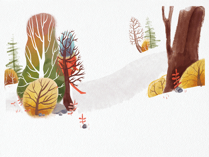 Watercolor Forest with Space Shark