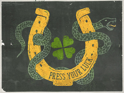Press Your Luck clover day distressed horseshoe luck patricks snake st vintage