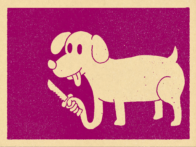 Knife Stabbin Dog animated dog doofy gif knife press print silkscreen stabbin vintage