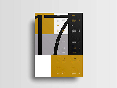 2017 Calendar Poster 2017 black calendar gold minimal poster print san diego swiss