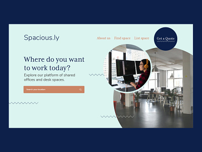 Spacious.ly | Day 4 of Website Design Challenge branding concept coworking hero section logo office shared office ui ux ux designer uxui web design webdesign webdesigner website website banner website concept website design