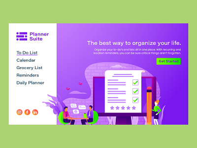 Planner Suite | Day 5 of Website Design Challenge branding concept hero banner logo logo design organize reminders tasks todo todolist ui ux ux designer uxui web banner web design webdesign webdesigner website website design