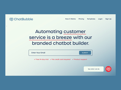 ChatBubble | Day 8 of the Website Design Challenge brand branding builder chatbot concept customer service hero banner html html css logo ui ux uxdesign uxdesigner uxui web design webdesign webdesigns website concept website designer