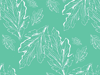 Leaves Repeat Pattern flower green illustration leaves lines nature pattern repeat sketch surface design teal textile