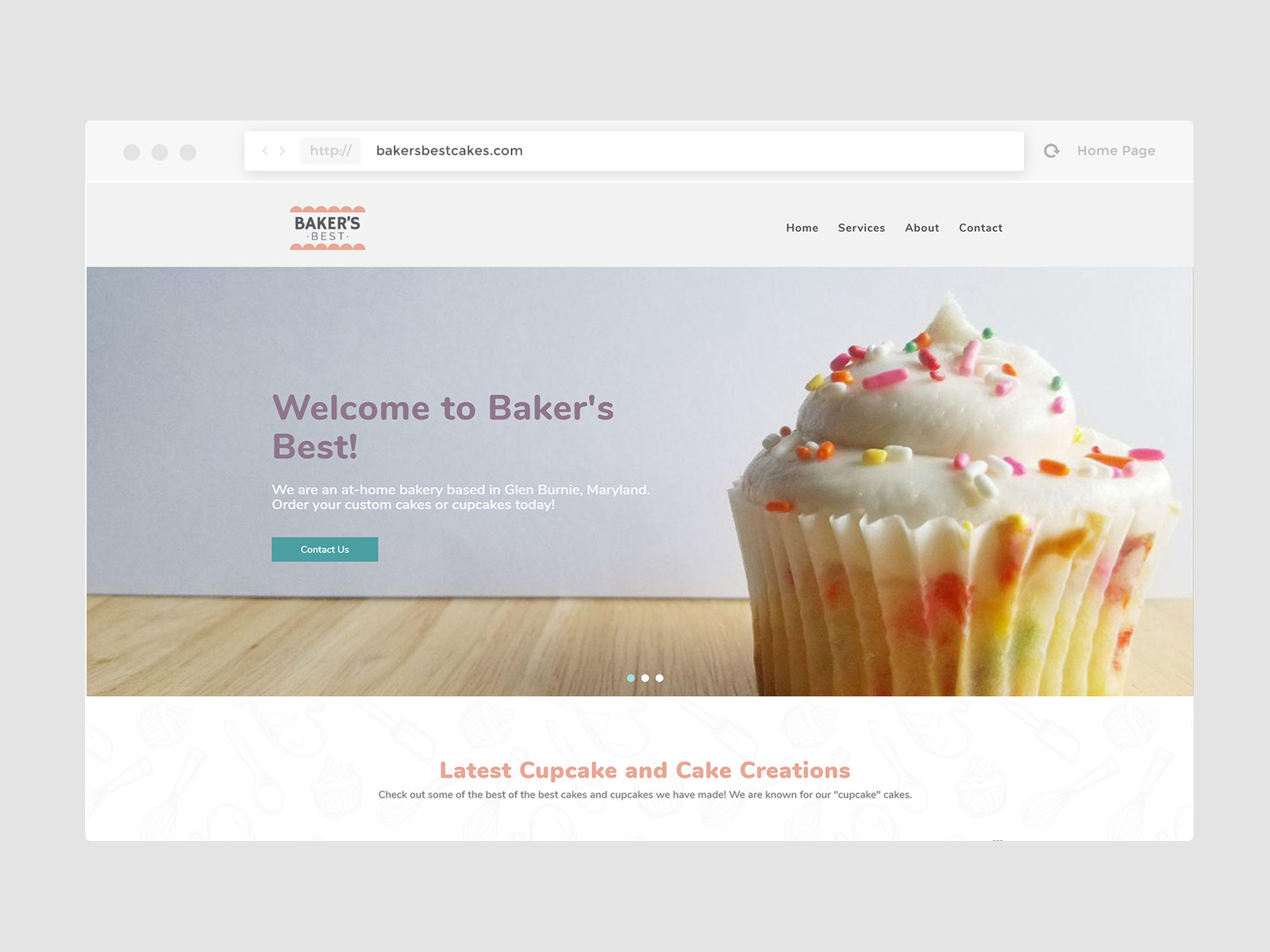 Baker's Best Cakes site by Krystal Carpintieri on Dribbble