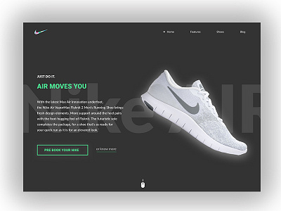 Daily UI #003 Landing Page (above the fold) call to action challenge dailyui exploration landing nike product shoes ui ux visual website