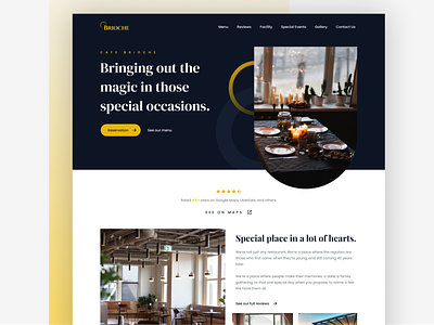 Brioche - A restaurant landing page cafe classic dining dinner eatery elegant gallery landing page photos redesign restaurant reviews ui uiux ux web website