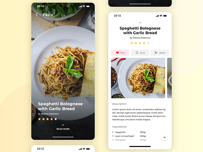 Recipe book app adobexd app clean design flat food food app ios iphone mockup recipe recipe app recipe book ui