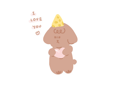 Happy Valentine's Day ♡ bear cheese cute animal design dog illustration love poodle valentine