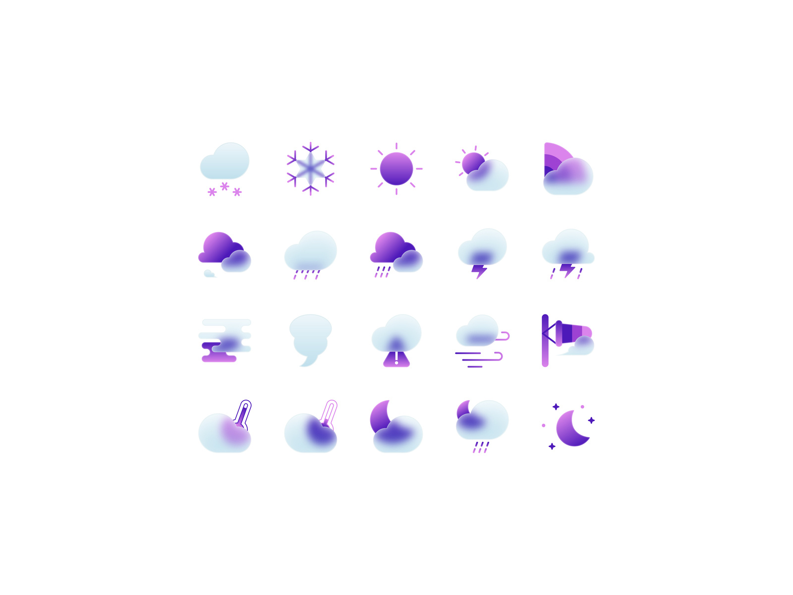 Frosted Glass Effect Weather Icon Pack by YANG ZIHUI (🟢 available
