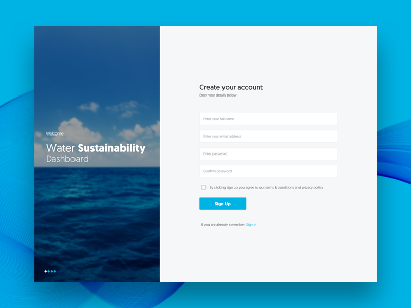 Water Sustainability Dashboard Login by Sohail Mushtaq Awan on Dribbble