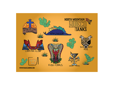 Hueco Tanks, North Mountain, Texas climbing heuco tanks sticker illustration sticker sheet texas