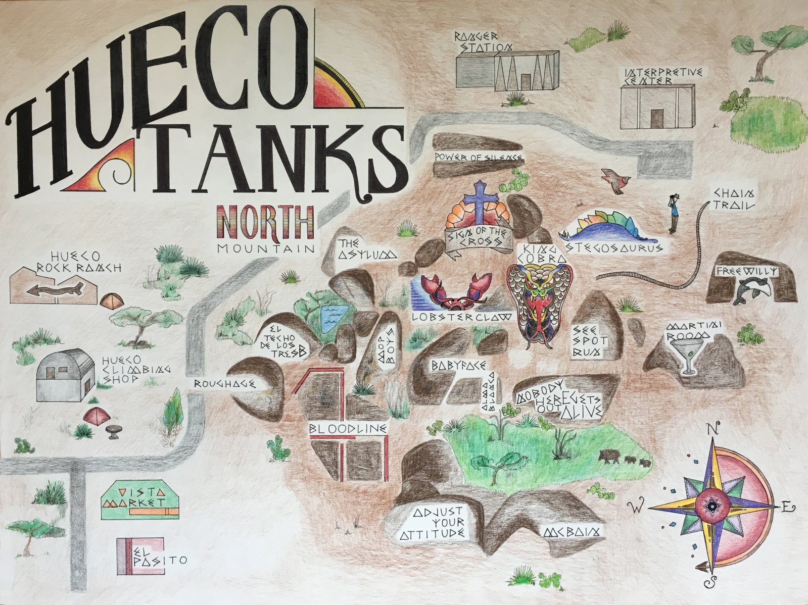 Hueco Tanks, North Mountain Climbing Map by Jezryl Castelo on Dribbble