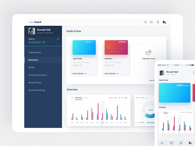 CardGuard balance bright card credit dashboard funds method payment theme ui