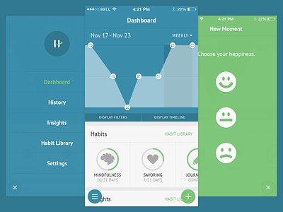 Mobile Concepts action app concept graph happy menu mobile ui ux