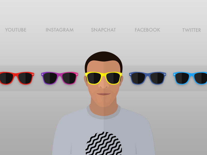 Avatar w/ Swappable Shades twitter facebook snapchat instagram youtube cartoon avatar shades sunglasses illustration icon