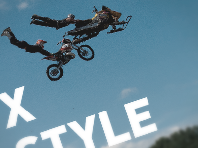 Escape Spread dirtbike double escape flying freestyle large moto publication sky snowmobile sports spread style superman team two type typography x