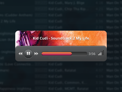Mini Music Player album bar button kid cudi listen mini music pause play player popup song sound time ui