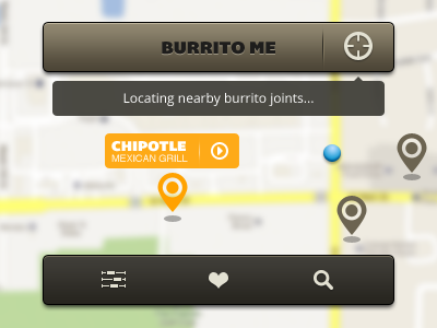 Burrito Me UI burrito finder food interface map mobile ui ux