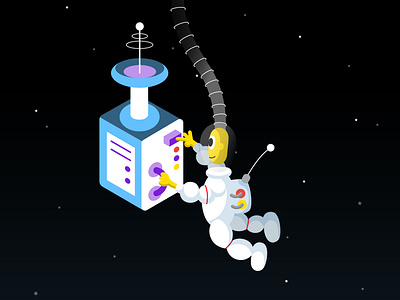 Life in Space astronaut character planet rocket rocket launch space stars universe window