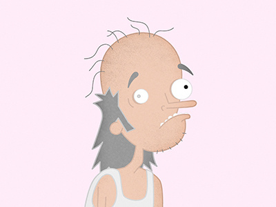 underbite bald cartoon character hillbilly illustration mullet stupid
