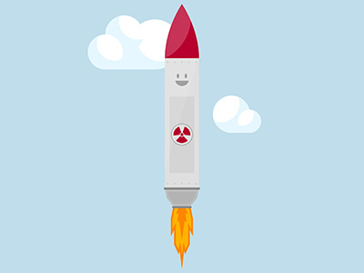Just a happy little warhead cartoon clouds design illustration missile warhead