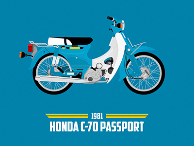 Honda C-70 Passport cartoon cub honda illustration motorbike motorcycle scooter super cub