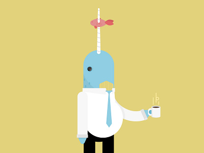 Business Narwhal business cartoon coffee illustration narwhal tusk whale