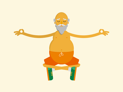 Zen Guy beard cartoon character float hippie illustration levitate meditate meditation old yoga zen