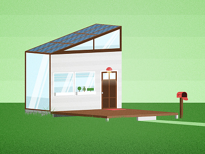 Tiny House architecture building house illustration mailbox solar suburbs tiny tiny house yard