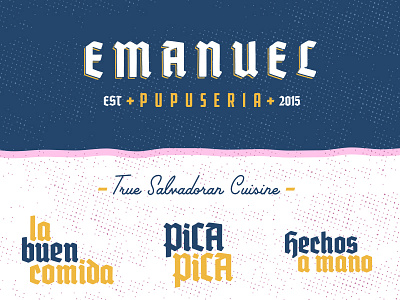 Emanuel Pupuseria branding identity lockup pupusa restaurant type